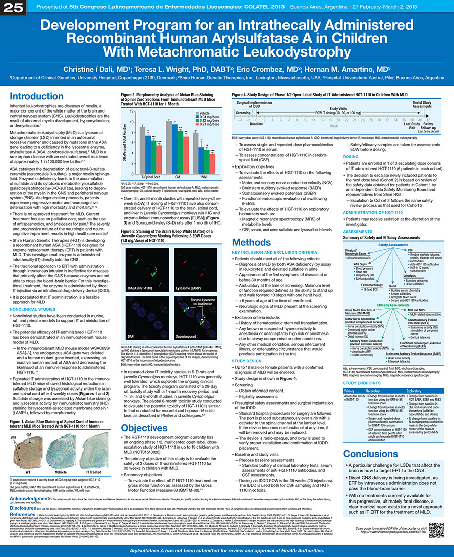 Shire Human Genetic Therapies 2013 COLATEL Scientific Poster 25